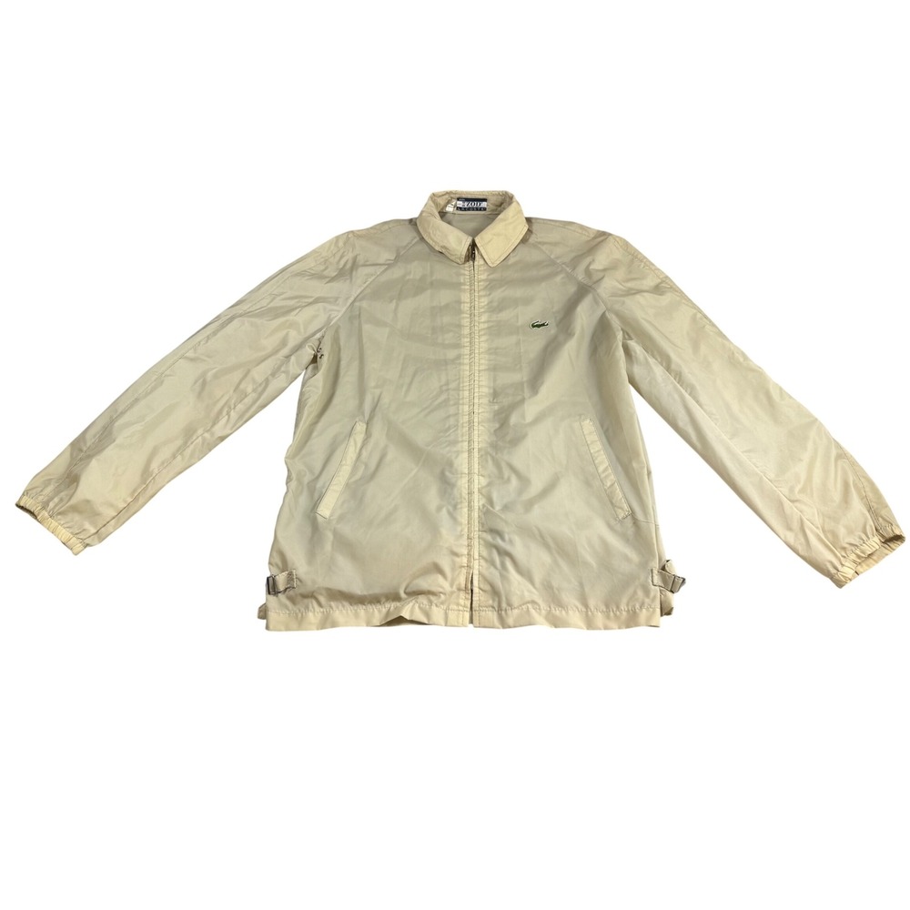 Vintage 1970's IZOD Lacoste Windbreaker Jacket Mens‎ Medium Beige Full Zip